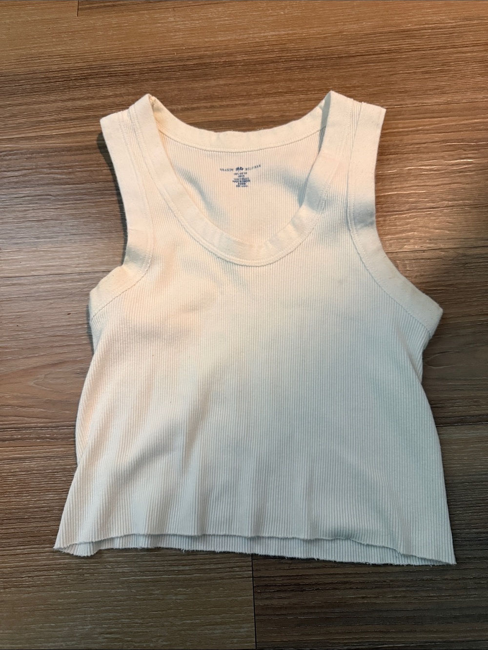 Brandy Melville White Women’s Ribbed Tank Top Cropped Classic Scoop Neck